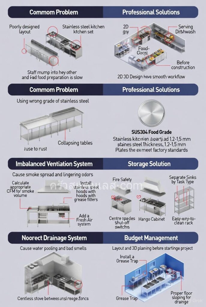 ออกแบบครัวสแตนเลสร้านอาหาร