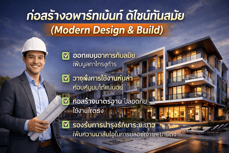 ก่อสร้างอพาร์ทเม้นท์ ดีไซน์ทันสมัย