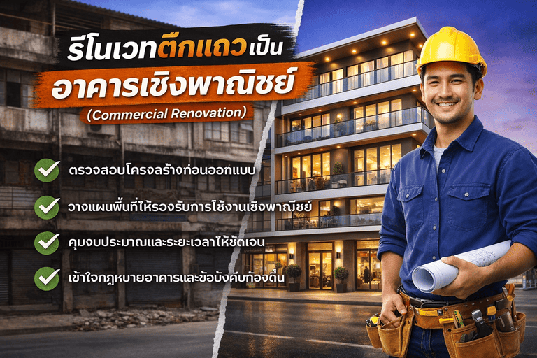 รีโนเวทตึกแถวเป็นอาคารเ